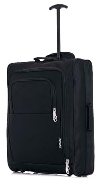 56x45x25 Easyjet Cabin Bag Hand Luggage Approved Cabin Case Lightweight Suitcase Also Approved for BA Jet 2 1.5kg 57L Black