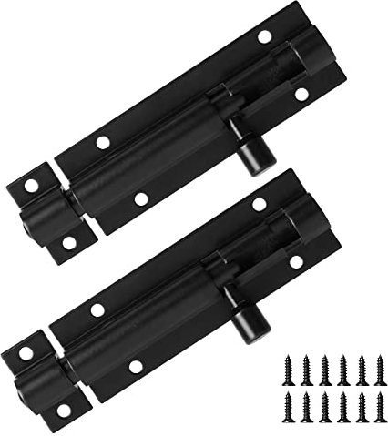 Door Lock Bolts Security Slide Latch Lock Barrel Bolt Strong Stainless Steel Matte for Bathroom, Bedroom, Gates, Shed, Garden - Door Latch Slide Bolts Lock with Screws(2pcs,Black)