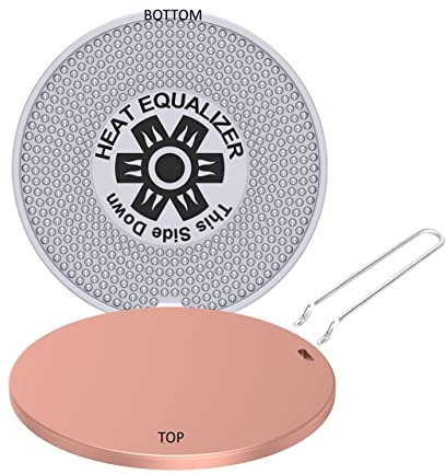 Égaliseur de chaleur 23,5 cm finition cuivre – Diffuseur de chaleur plaque chauffante aluminium-cuivre cuisson uniforme – Couvercle