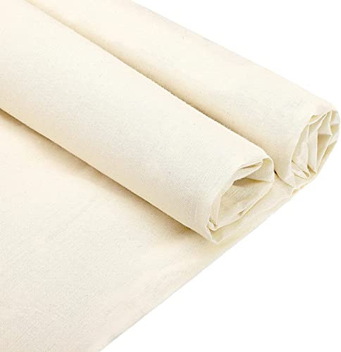 MUSLONG Musselin-Stoff/Textil, ungebleicht, Drapierstoff, 2m&5 m&10m, mittelschwer, 100% Baumwolle, 160 cm breit Musselin Leinen Stoff zum Nähen von Kleidungsstoffen (2 Meter)