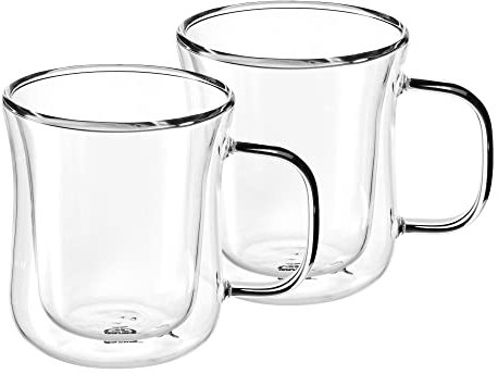 GRÄWE Doppelwandige-Thermogläser mit Henkel, 250ml, 2er Set, geschwungen