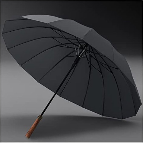 REOTEL Automatic Golf Umbrella 55in,Extra-Large Size Heavy Cane Stick Umbrella,Sturdy Windproof,16 Fiber Bone Retro Long Handle Straight Rod Umbrella,Grau