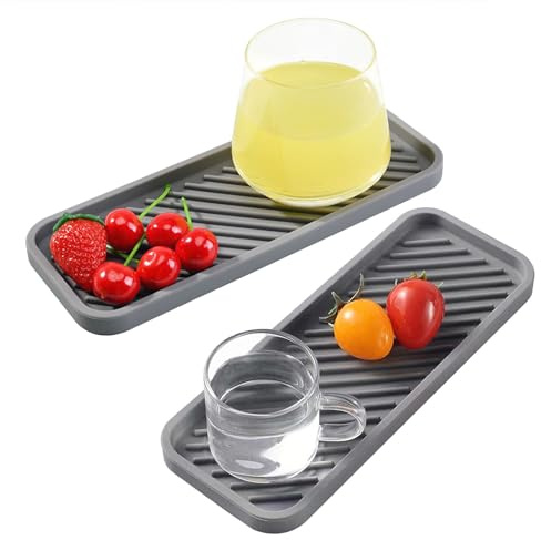 Kitchen Bathroom Sink Sponge Soap Organiser Holder Tray Silicone, 2 Pcs