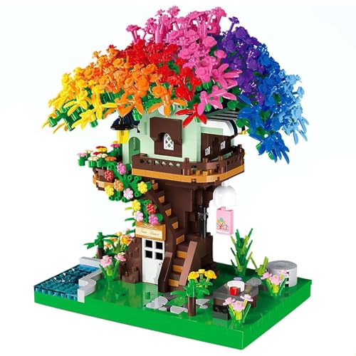 Juego de 1528 piezas para casa de árbol, jardín, casas, bloques de construcción, flores forestales, casa de árbol, arquitectura, micro mini bloques de sujeción, compatible con Lego, regalo para