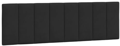 vidaXL Kopfteil Kissen Hanko, Kopfteilkissen mit Linien-Design, Bett Kopfkissen mit Klettverschlüssen auf Rückseite, Kopfteilpolster Kopfpolster, Schwarz 160cm Samt