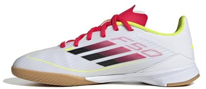 adidas F50 League Football Boots Indoor Kids, Cloud White/Core Black/Solar Yellow, 2 UK Child