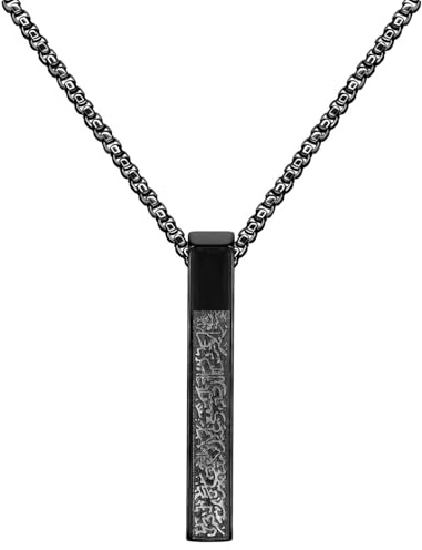 Oneress prophet muhammad halsband för män – islamisk bön halsband med koranvers fyrkantig pelarhänge rostfritt stål bönsmycken