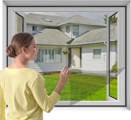 Moustiquaire Pour FenêTre, 110cm X 130cm Moustiquaire Recoupable, Moustiquaire De FenêTre, Moustiquaire Fenetre Scratch DéCoupable à La Dimension SouhaitéE, Noir