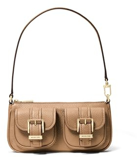 Michael Kors Zoe Small Convertible Pouchette, Gold-Tone Hardware/Pebble Leather/Husk