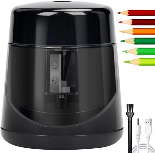 Elektrischer Anspitzer - Tragbarer Bleistiftspitzer mit Behälter für 7-12mm Stifte, für Schulen, Haushalte, Büros und Klassenzimmer