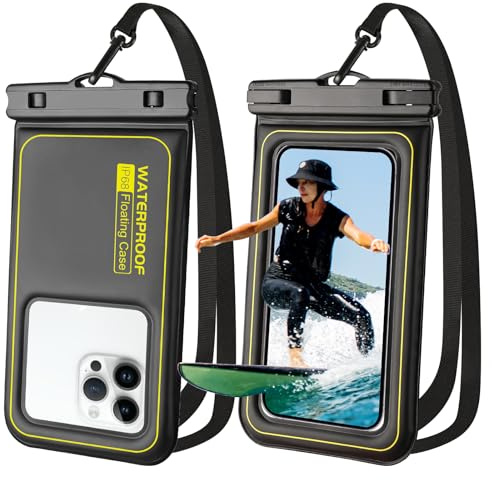 Waterproof Phone Pouch 2 Pack, IP68 Floating Waterproof Phone Case, Up to 8.3 Dry Bag for iPhone 17 16 15 14 13 Pro Max Samsung S25 Ultra S24 S23, Kayak/Beach/Cruise Travel Essentials Black