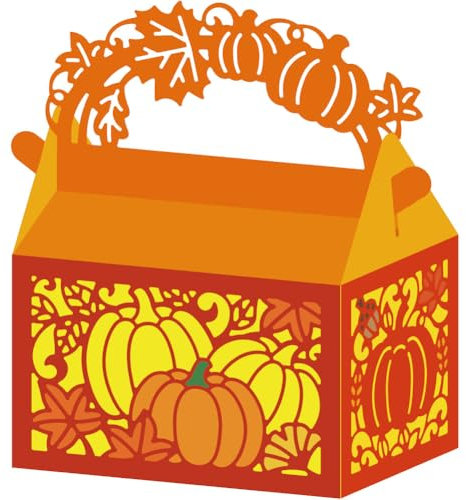 DELORIGIN Thanksgiving Portable Candy Box Cutting Dies Autumn Card Making Die Stencil Scrapbooking Embossing Carbon Steel Template Dies for Greeting Cards Craft Album Thanksgiving Invitation Decor