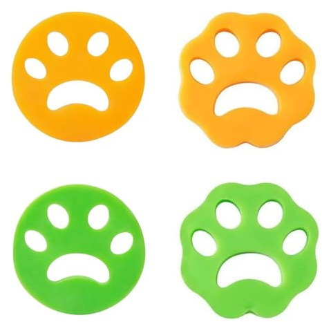 WUBAYI 4er Set Tierhaarentferner für Waschmaschine [2 Grüne + 2 Gelbe] – Kreis & Blumenform, Effektiver Hunde-/Katzenhaar-Fänger für Kleidung, Trockner & Auto, Wiederverwendbar