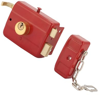 Wakects Noche con Llaves, Bloqueo de Latón de Servicio Pesado con Bloqueo de Metal Endurecido con Cierre de Cerrojo de Aceite Dorado, Cierre de Puerta Segura para la Puerta de Hierro de