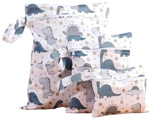 LEBKFT 3 sacchetti per pannolini, impermeabili, per bagnati e asciutti, con cerniera, riutilizzabili, per costumi da bagno per bambini, viaggi, spiaggia, campeggio, borsa portaoggetti per pannolini e