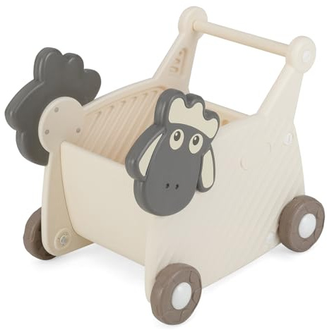 DREAMADE 2-in-1 Lauflernwagen in Schaf-Form für Babys, Lauflernhilfe mit 18L Stauraum & Rädern, Kinder Schiebewagen zum Laufen lernen, Baby Walker für Jungen & Mädchen ab 1 Jahr, Beige