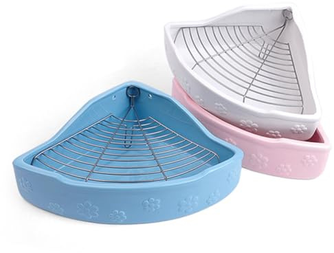 Kisangel Colorful Ceramic Guinea Pig Toilet with Anti-bite and Anti-tip Design, Small Pet Cleaning Basin for Rabbits and Rodents, Pink Pet Toilet Suitable for Indoor Use