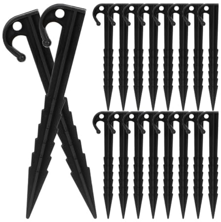 Abaodam Estacas para Tienda de Campaña 40 Unidades, Estacas de Plástico Negro 14,5 Cm Diseño Antideslizante para Fijación en Suelo Blando, Acampada y Actividades al Aire Libre