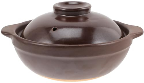 SHERCHPRY Olla de Barro para Cocinar 600ml Tapa y Asas Dobles, Cazuela de Cerámica para Estofado y Sopa, Adecuado para Uso Doméstico y Comercial