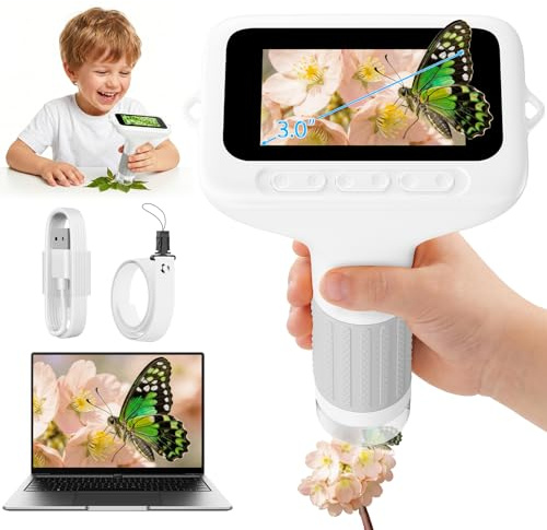 ASPOVEN Digital Microscope Kids 1000x, 3.0-inch Kids Microscope (White)