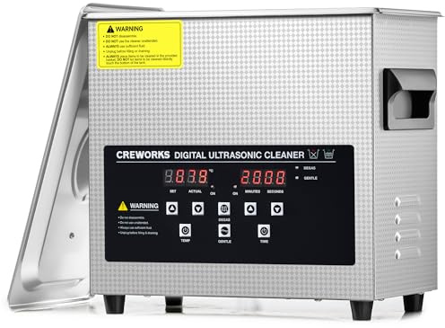 CREWORKS 3L Ultrasonic Cleaner with Digital Timer&Heater,100W Heating Power Commercial Sonic Cleaner, Ultrasonic Cavitation Machine for Jewelry Glasses Dentures Small Parts