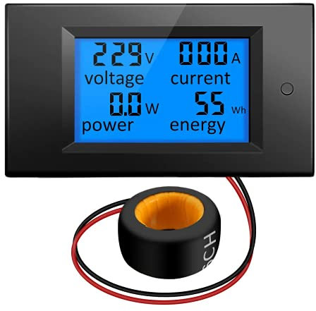 DollaTek Power Multimeter, AC 80-260V 100A Digital Voltage Amperage LCD Tester, Active Power Energy Meter with Multi Functions