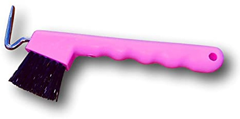 Grattoir à sabots pour chevaux, âne, chèvre, sabot avec brosse extra stable et poignée ergonomique (Rose (2X))
