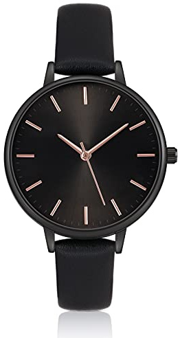 KIMOMT Womens Watches Leather Quartz Watch Waterproof Fashion Wristwatch for Women Ladies Girls (Black(807))