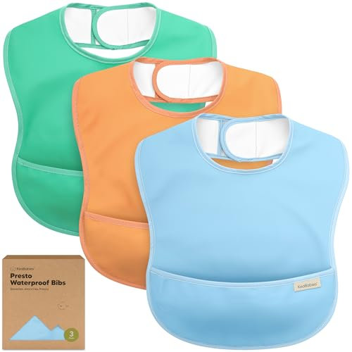 3er-Pack Lätzchen Baby Wasserdicht zum Essen – Leichtes Baby Latzchen mit Auffangschale, Schmutzabweisend Babylätzchen Abwaschbar, Fütterlätzchen für Babys, Jungen, Mädchen (Basics)