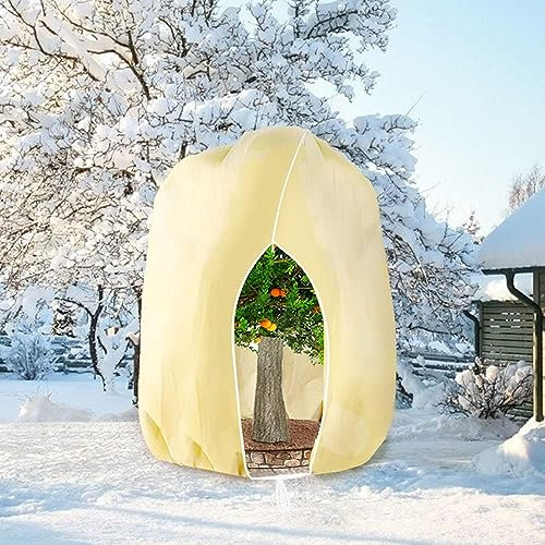 HERILIOS Winterschutz für Pflanzen, Frostschutz Pflanzenabdeckungen als Winterschutz, mit Reißverschluss für Baum Palmen Balkonpflanzen haube Zelt Atmungsaktiv - Reißfest, 280x300cm beige