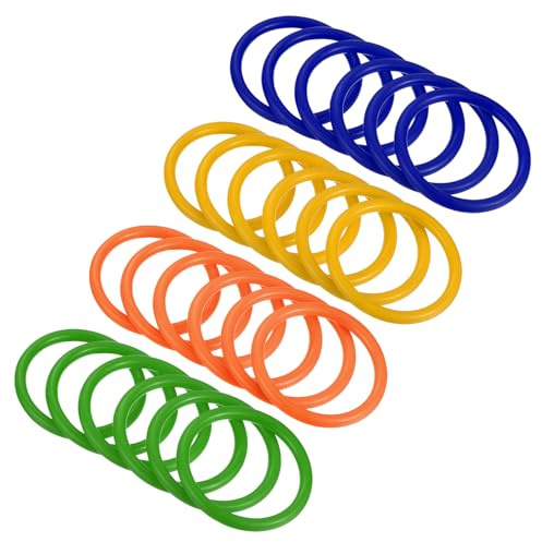 PATIKIL Fiera Lancio Cerchio 6cm ID, 24pz Plastica Cerchio per Esterni Party Favor Gioco Stand (Blu, Verde, Arancione, Giallo)