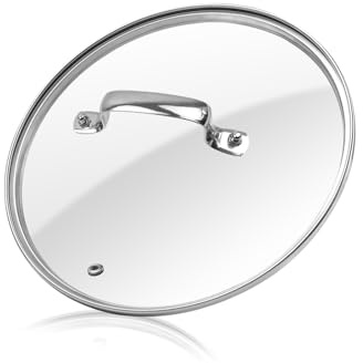 HEVSTIL Heavy-Duty Tempered Glass Lid,Tempered Glass Pot Lid, 8-inch /21cmClear Glass Pot Lid with stainless Steel Handle for Fry Pan