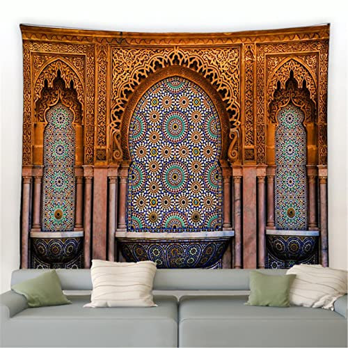 Maroc Tapisserie Motif Coloré Décor Architectural Rétro Boho Ethnique Mode Impression Moderne Maison Chambre Murale Tenture Murale Tissu 200X150cm