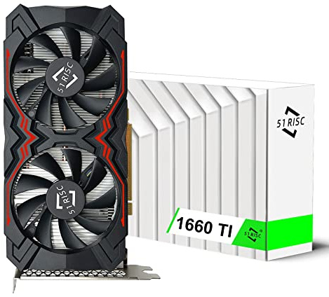 51RISC GeForce GTX 1660 Ti Graphics Card, 6GB GDDR6 192bit Video Card for Gaming GPU PCIe 3.0 x16 DP HDMI DVI 1080P 2K Game PC Card 1660ti 4K 8K Display (GTX 1660 Ti - Red)