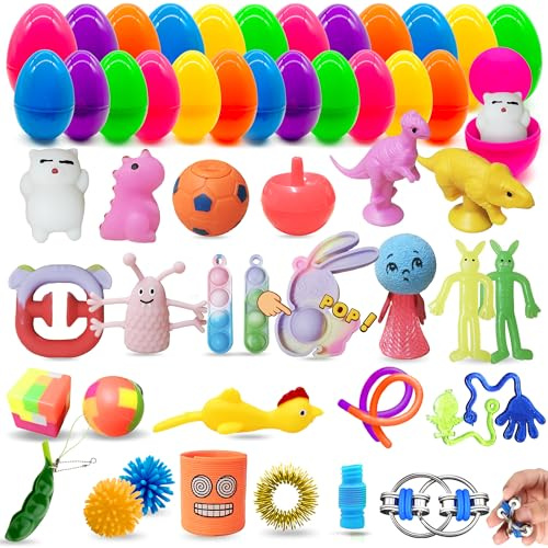 Lubibi 24 Juego De Búsqueda De Huevos De Pascua Con Juguetes Divertidos, Coloridos, Rellenos Para Cestas De Pascua, Regalos Para Fiestas, Regalos Sorpresa Para Niños y Niñas fiesta Premios de clase