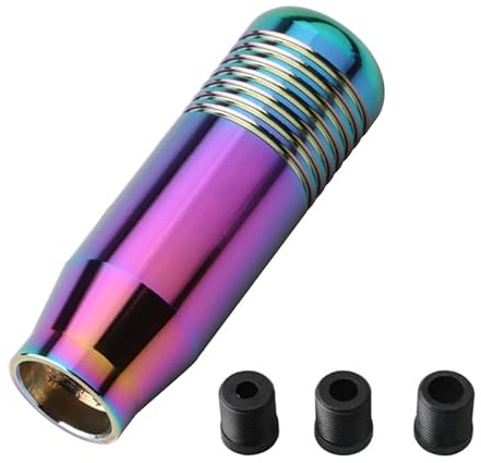 Juttzzei Universal Car Shift Knob,Manual 8.5CM 5/6 Speed Gear Knob-Colorful | Premium Aluminum Gear Stick Shifter Knob with 3 Adapter 7mm 9mm 11mm for Most Manual Automatic Vehicles, Easy to Install