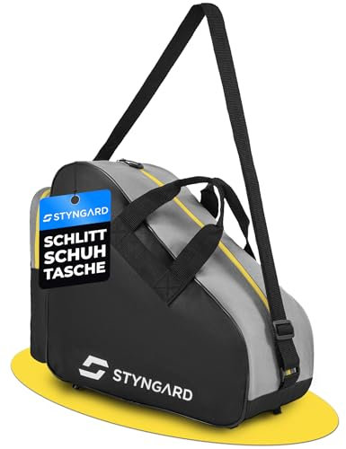 STYNGARD Schlittschuhtasche Damen & Herren Schlittschuhe Tasche - Inlinertasche für Eislaufschuhe und Inlineskates Tasche aus robustem Material - Modell Montreal (Schwarz-Gelb)