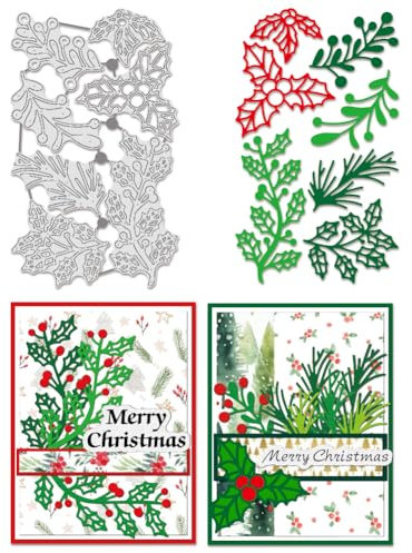 BENECREAT Holly Leaves Cutting Dies, Christmas Carbon Steel Embossing Tool Die Cuts Metal Templates for DIY Scrapbooking, Photo Album, Decorative Embossing