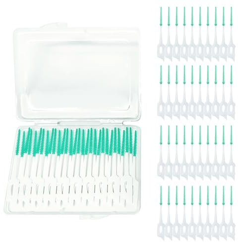 320 Pcs Interdental Brushes - Green Dental Picks for Teeth Cleaning, Portable Dental Floss Sticks with Box, Interdental Cleaning Floss Picks