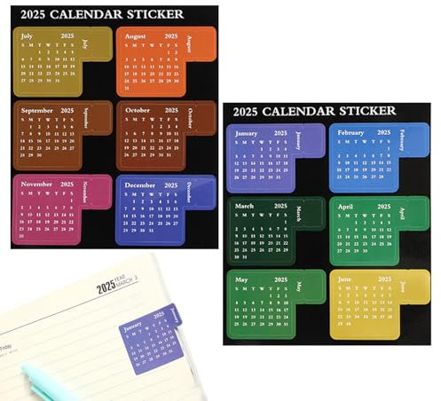 Monatsregisterkarten für Planer, Monatsregisterkarten,Monatsaufkleber 2025 mit Registerreitern | Seitenmarkierung für Scrapbooking-Zubehör, abnehmbare Monatsplan-Aufkleberstreifen für