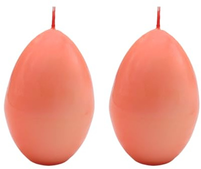 Dekohjälte24 set om 2 högkvalitativa XL äggljus, påskäggljus, stearinljus, ljusägg, dekorativt ljus i äggform, vaxljus, påskdekorationsljus som ägg i rosa, leveransomfattning: 2 iljus, L/B/H: 6 x 6 x