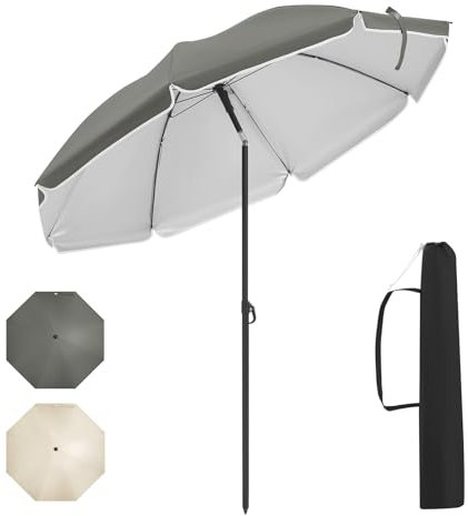 WOLTU Parasol de Jardin Ø175cm, Parasol Imperméable en Tissu Anti-UV à UPF 50+, Parasol Inclinable, Hauteur Réglable, pour Balcon/Terrasse/Patio/Piscine/Plage, Gris Foncé