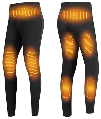 Gueploer Pantaloni Riscaldati da Donna, Mutande Lunghe Termiche con Riscaldamento Elettrico A 8 Zone, Strato Base Termico per Caccia, Sci, Moto,Nero,S