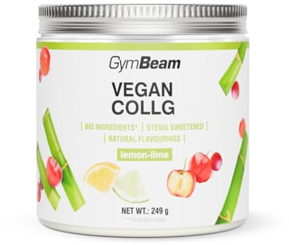 GymBeam Vegan Collg - Complesso con Acido Ialuronico, Zinco, Vitamina C, Aminoacidi e Superfood per Pelle, Capelli e Unghie, Lemon - Lime 249 g