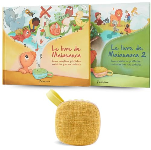 MAIASAURA - Boite à Histoires et Musique pour Enfants de 0 à 8 Ans avec 50 Titres Audio et 2 Livres Inclus - Compatible avec Vos Propres Contenus MP3 - Conteuse à Histoires, Berceuses et Comptines