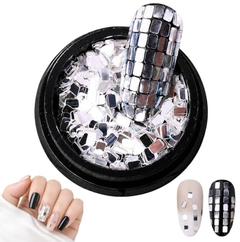 1 Box Silver Nail Sequins Glitter Flakes, DIY Nail Art Accessories, Manicure Makeup Decoration Supplies for Nails, Arts and Crafts Decorations