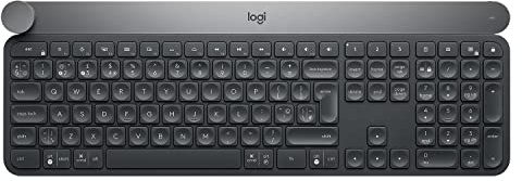 Logitech Craft Illuminated Wireless Keyboard, 2.4GHz Wireless and Bluetooth, Programmable Input Dial, Multi-Device, Automatic Backlit Keys, Rechargeable, PC/Mac/Laptop QWERTY UK Layout - Black