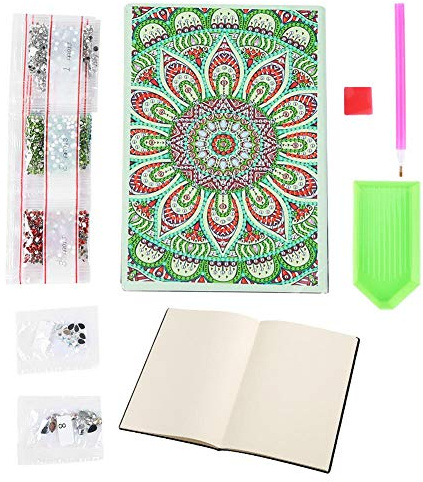 5D 50 sidor diamantmålning anteckningsbok skissbok gör-det-själv specialformad mandala blommönster diamant dagbok bok