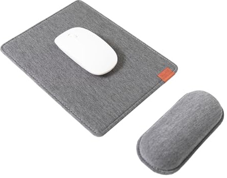 SenseAGE Mouse Mat and Wrist Support Set, Wrist Rest Mouse Pad with Non-Slip Base, Smooth and Durable Surface, Easy Sliding and Wrist Pain Relief, Compatible with Laser and Optical Mice, Dark Grey