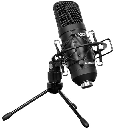 Cascha Studio Mikrofon-Set mit USB-Anschluss I Kondensatormikrofon - inkl. Tischständer Mikro-Spinne USB-Kabel & Windschutz I ideal für Podcast Live-Streaming & Video-Konferenz I Gaming Mikrofon PC